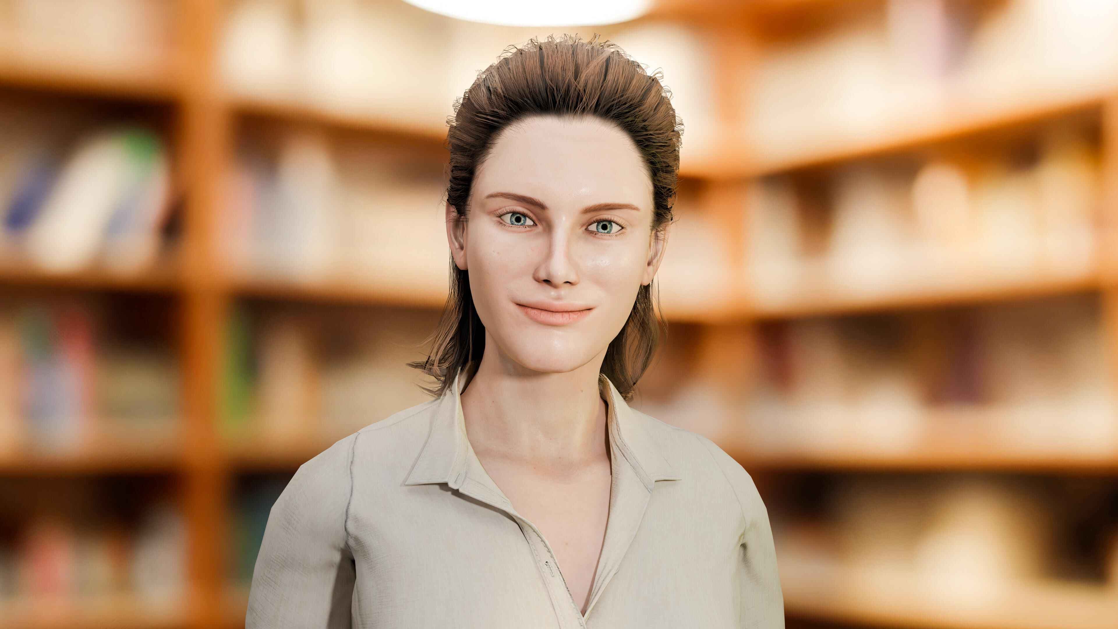 AI avatar interacting with a user from a laptop screen