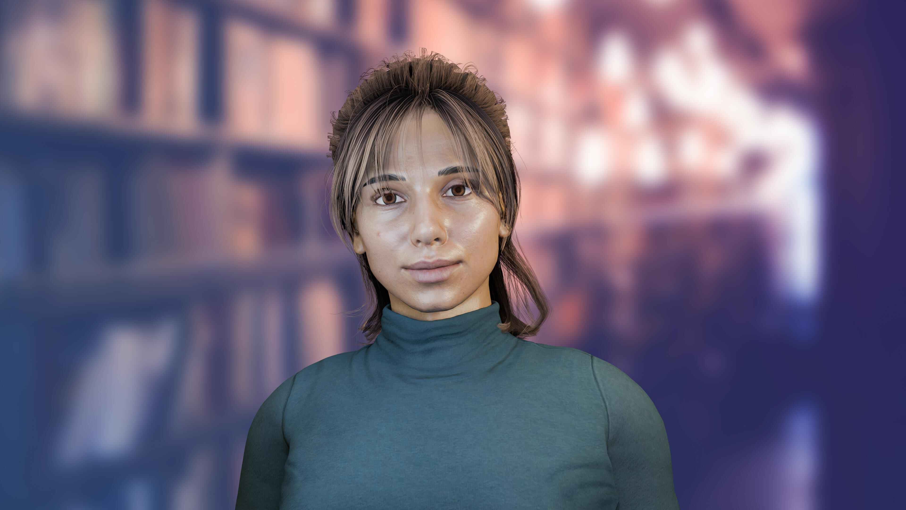 AI avatar interacting with a user from a laptop screen